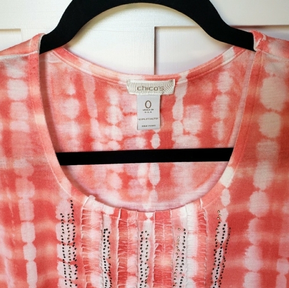 Chico's (Lot of 3) Summer Tops Size 0 Pink Blue & White Coral Machine Wash - Picture 11 of 16